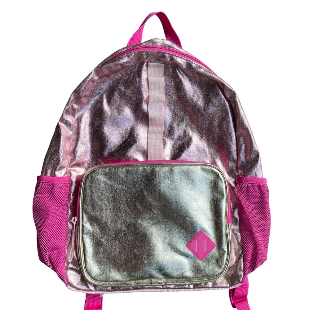 Pink and Silver Shiny Y2K Backpack